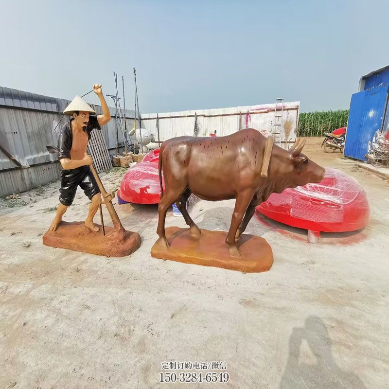 中式农耕牛雕塑 园林景观美陈雕塑精选 园林牛雕塑摆件订做